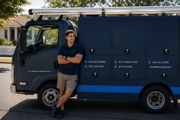 Licensed Prospect plumber at the van